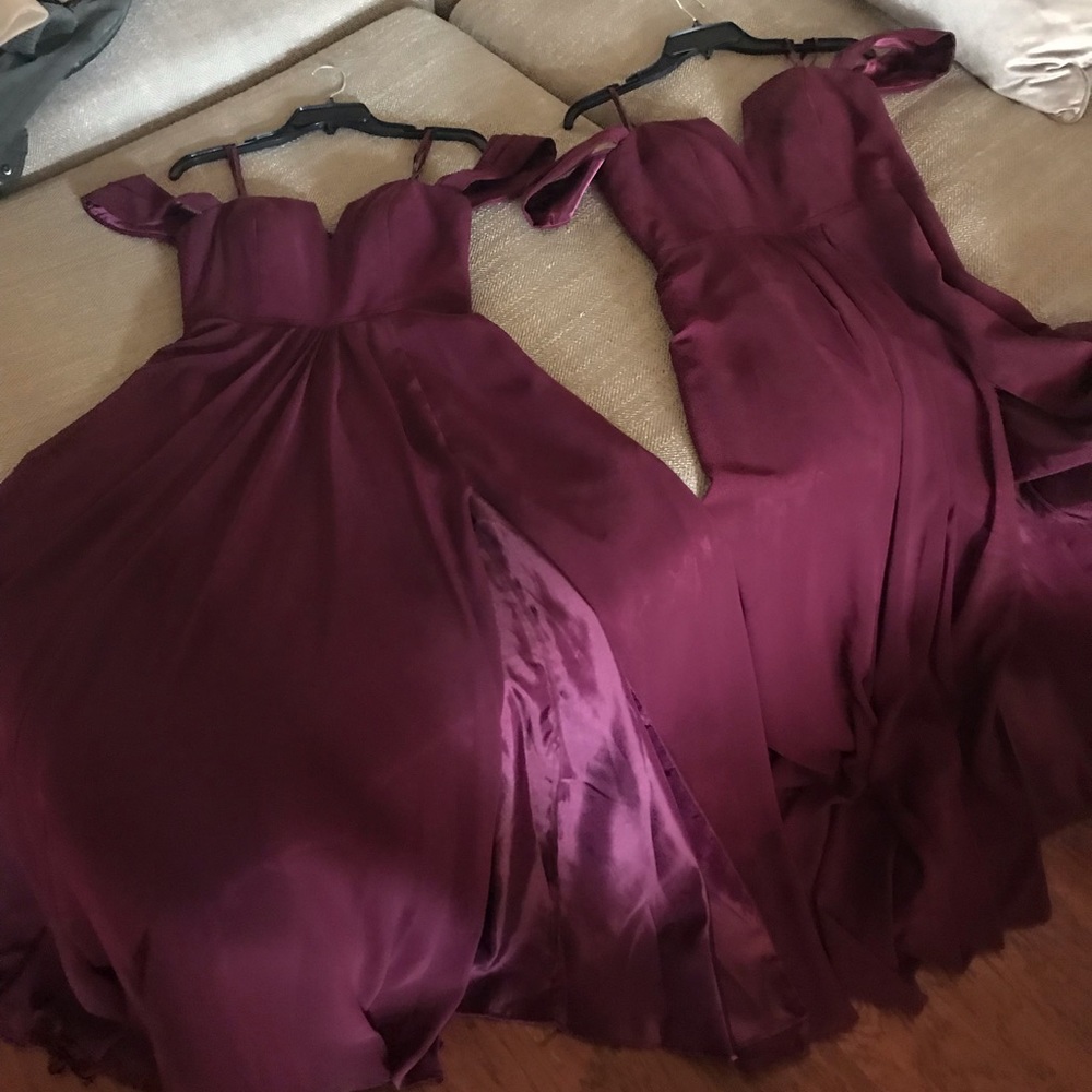2 Wine colored bridesmaid dresses
